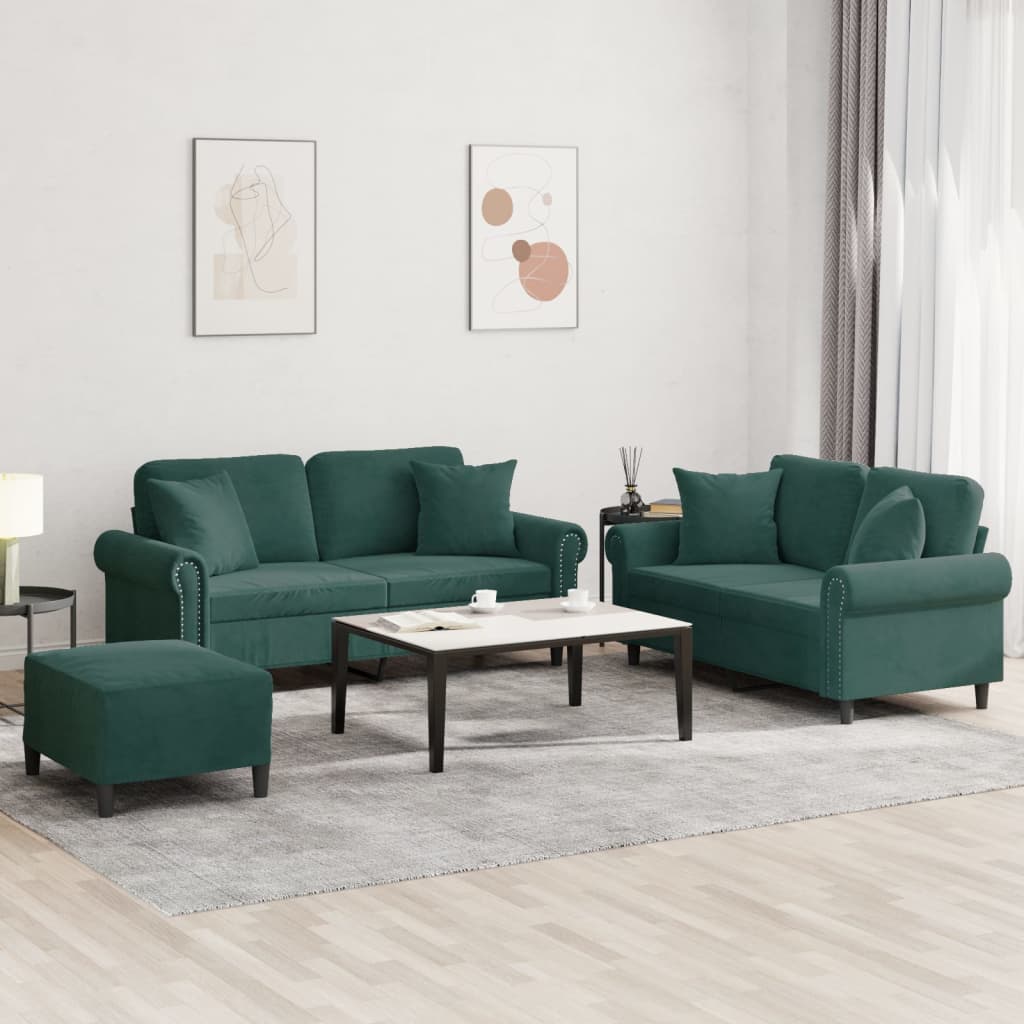 Set De Canapele Cu Perne, 2 Piese, , Catifea