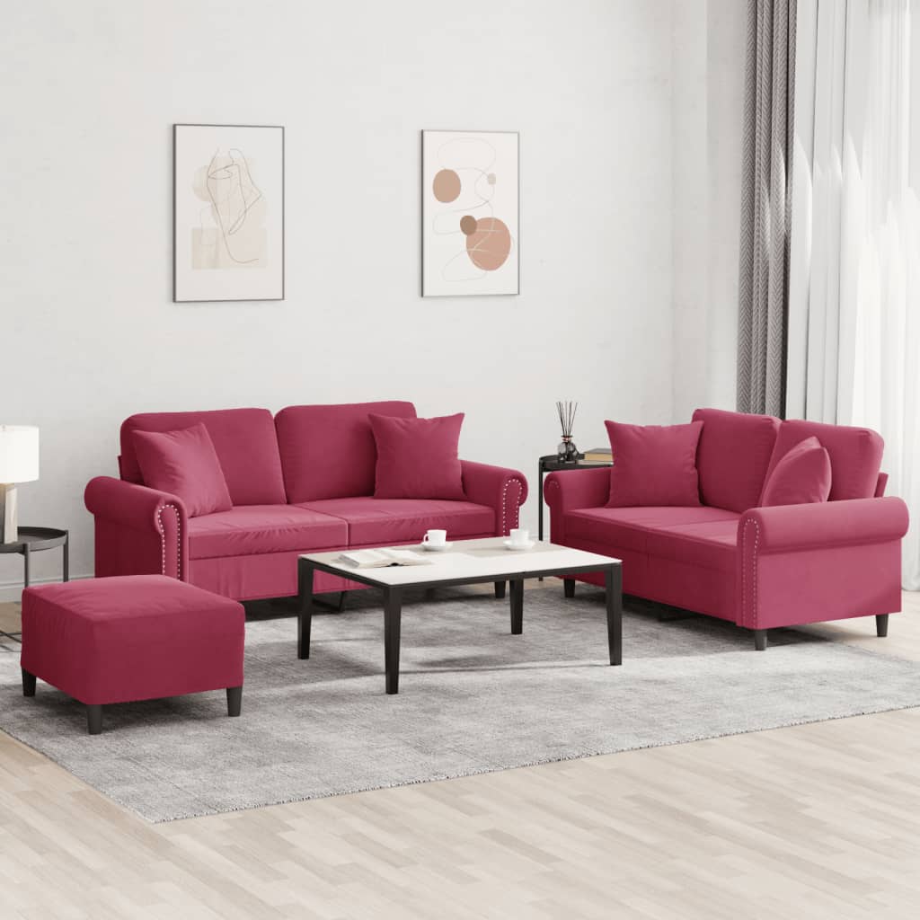 Set De Canapele Cu Perne, 2 Piese, , Catifea