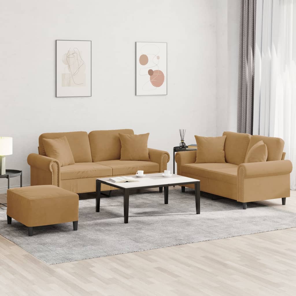 Set De Canapele Cu Perne, 2 Piese, , Catifea