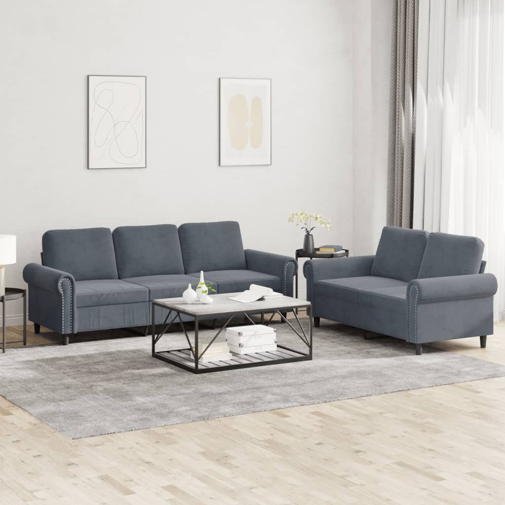 Set De Canapele Cu Perne, 2 Piese, , Catifea