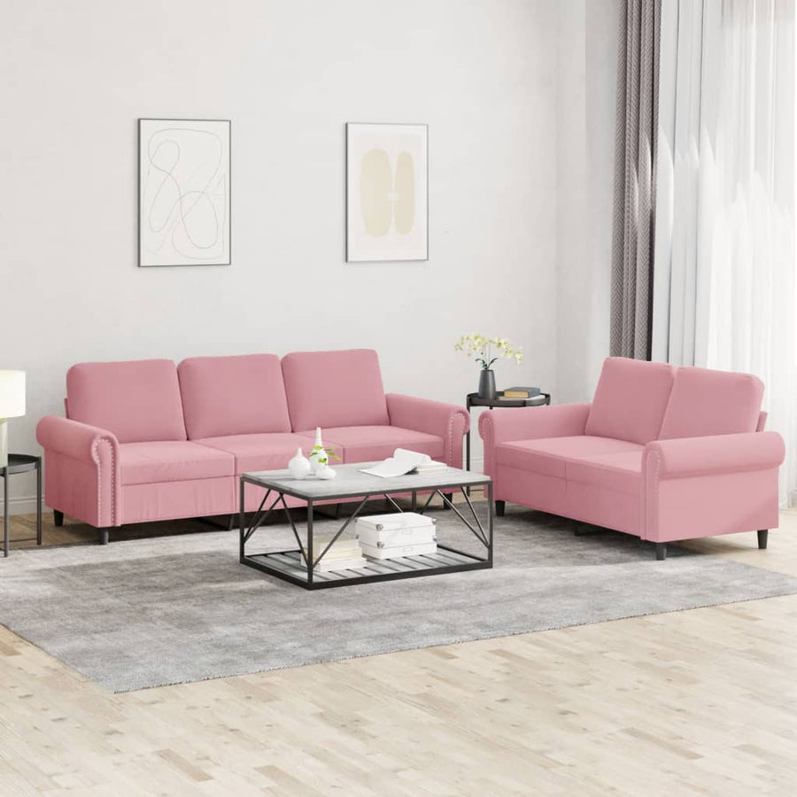 Set De Canapele Cu Perne, 2 Piese, , Catifea