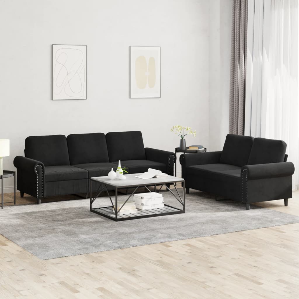 Set De Canapele Cu Perne, 2 Piese, , Catifea