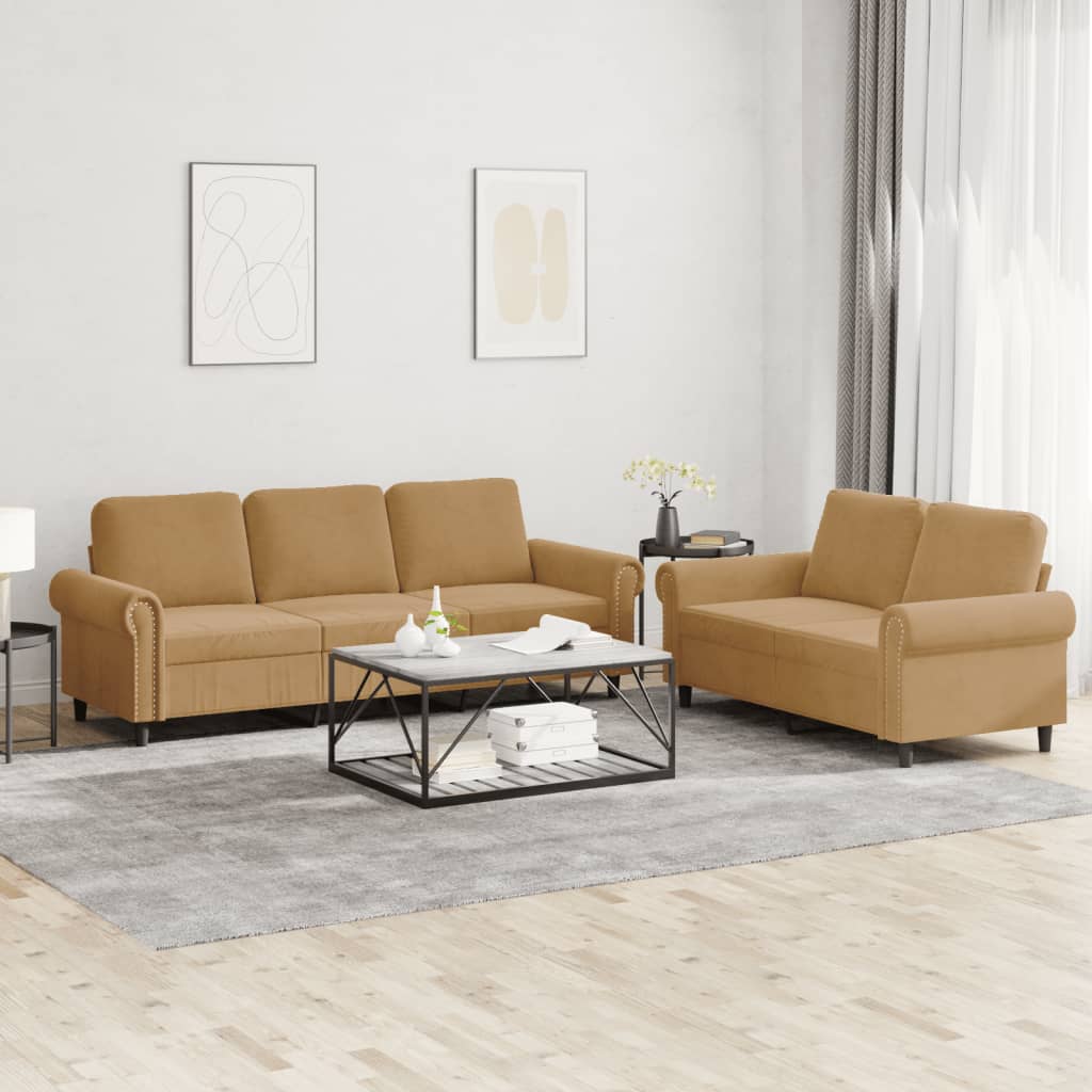 Set De Canapele Cu Perne, 2 Piese, , Catifea