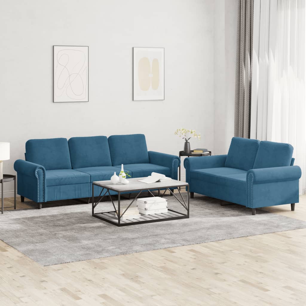 Set De Canapele Cu Perne, 2 Piese, , Catifea