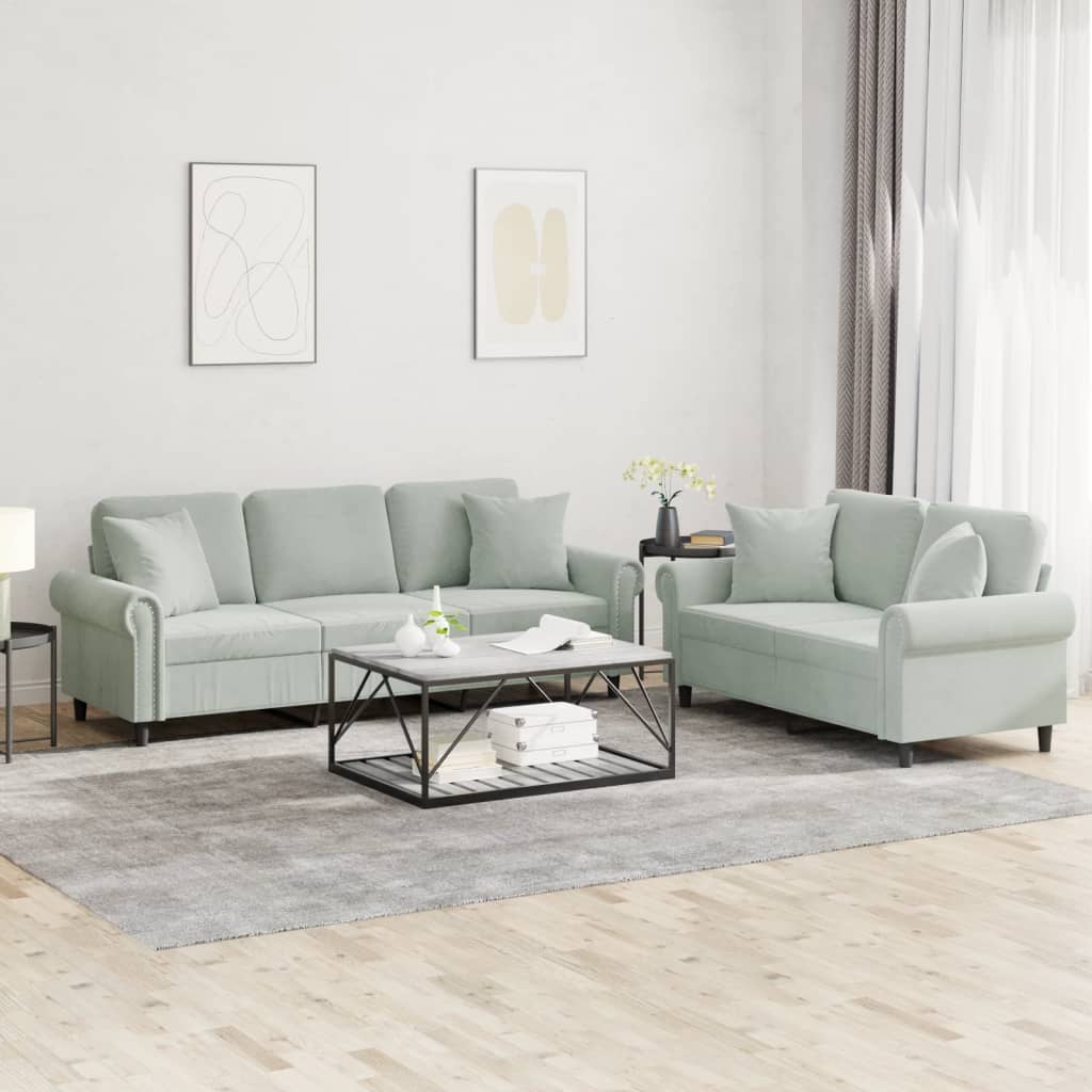 Set De Canapele Cu Perne, 2 Piese, , Catifea