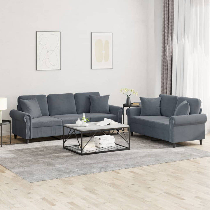 Set De Canapele Cu Perne, 2 Piese, , Catifea