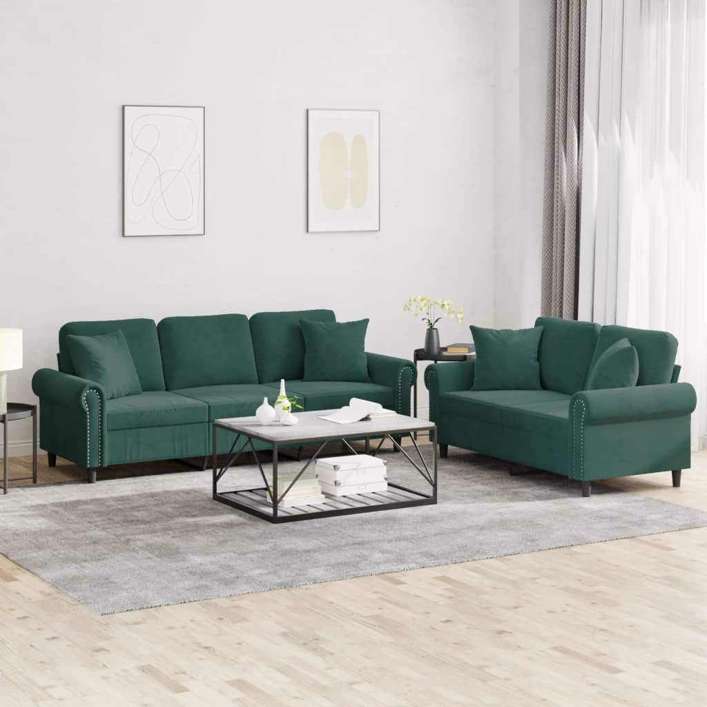 Set De Canapele Cu Perne, 2 Piese, , Catifea