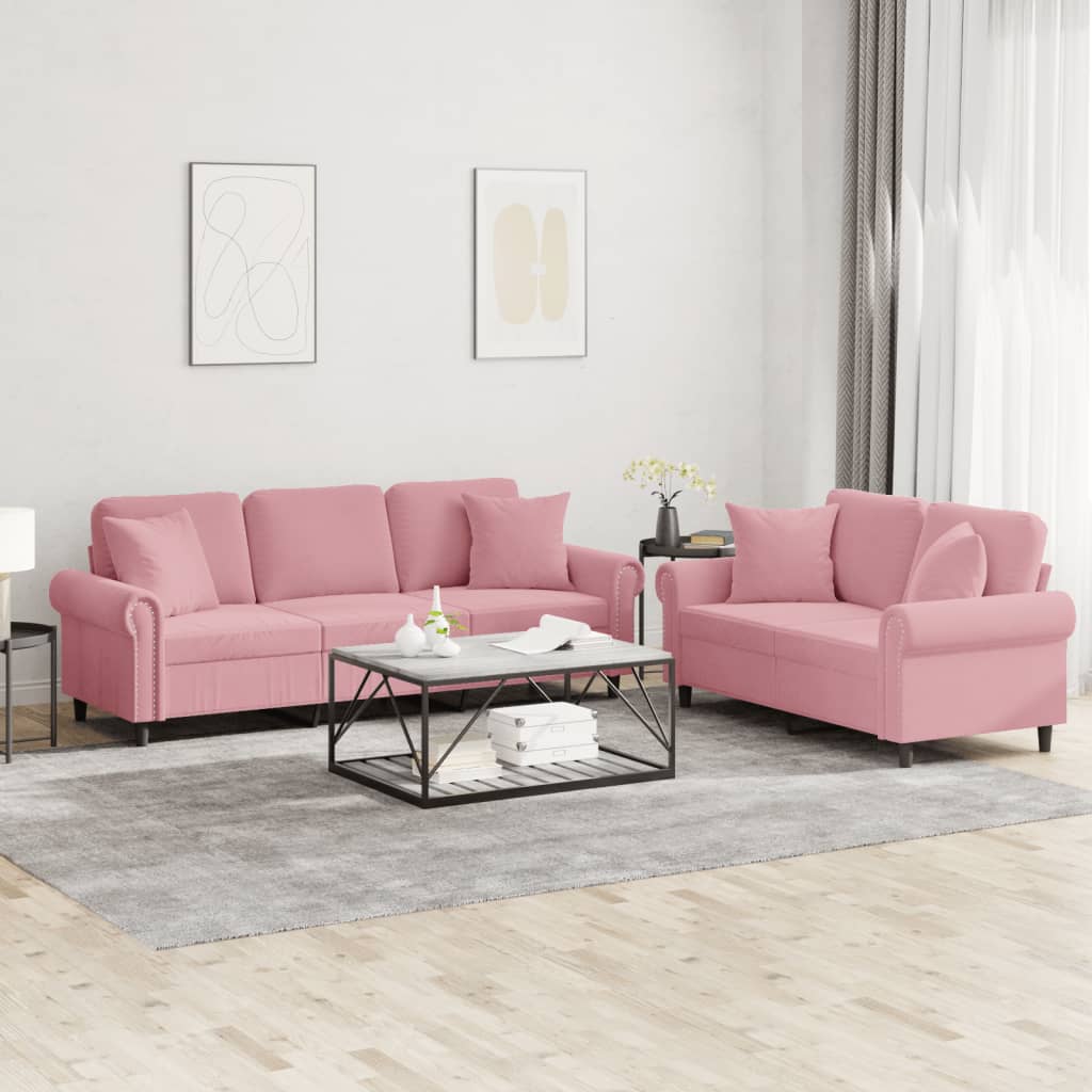 Set De Canapele Cu Perne, 2 Piese, , Catifea