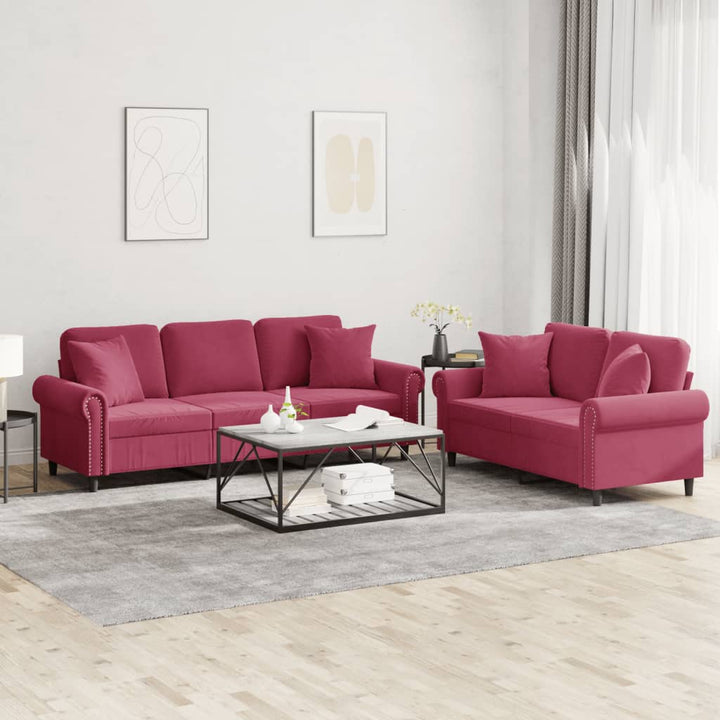 Set De Canapele Cu Perne, 2 Piese, , Catifea