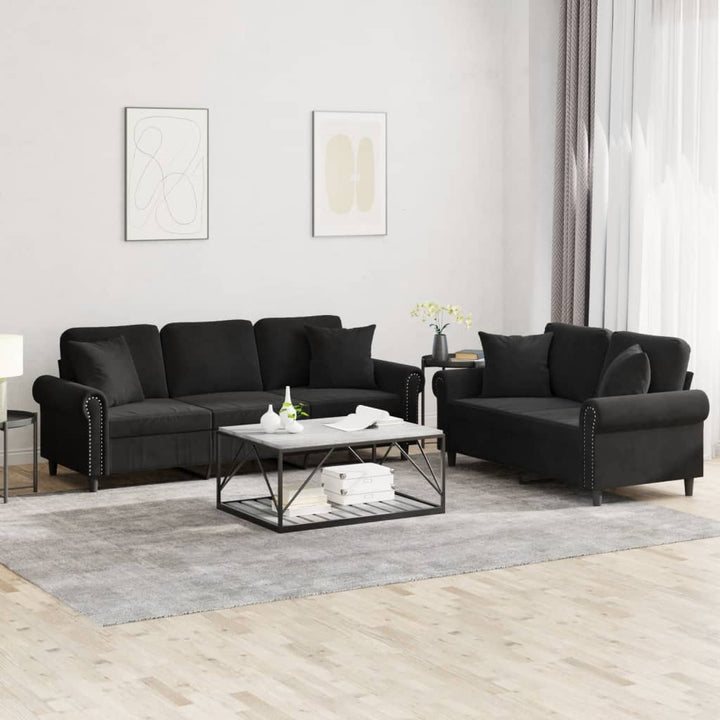 Set De Canapele Cu Perne, 2 Piese, , Catifea
