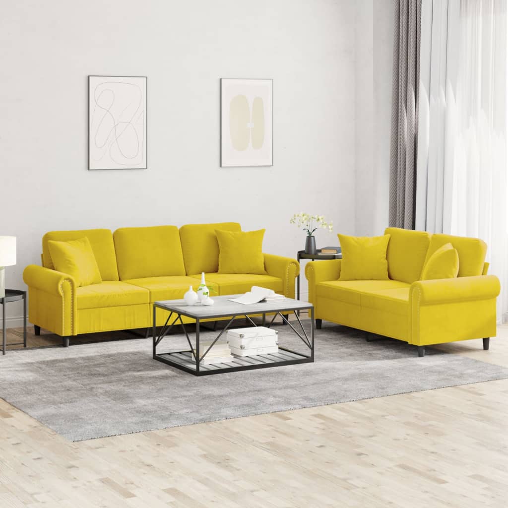 Set De Canapele Cu Perne, 2 Piese, , Catifea