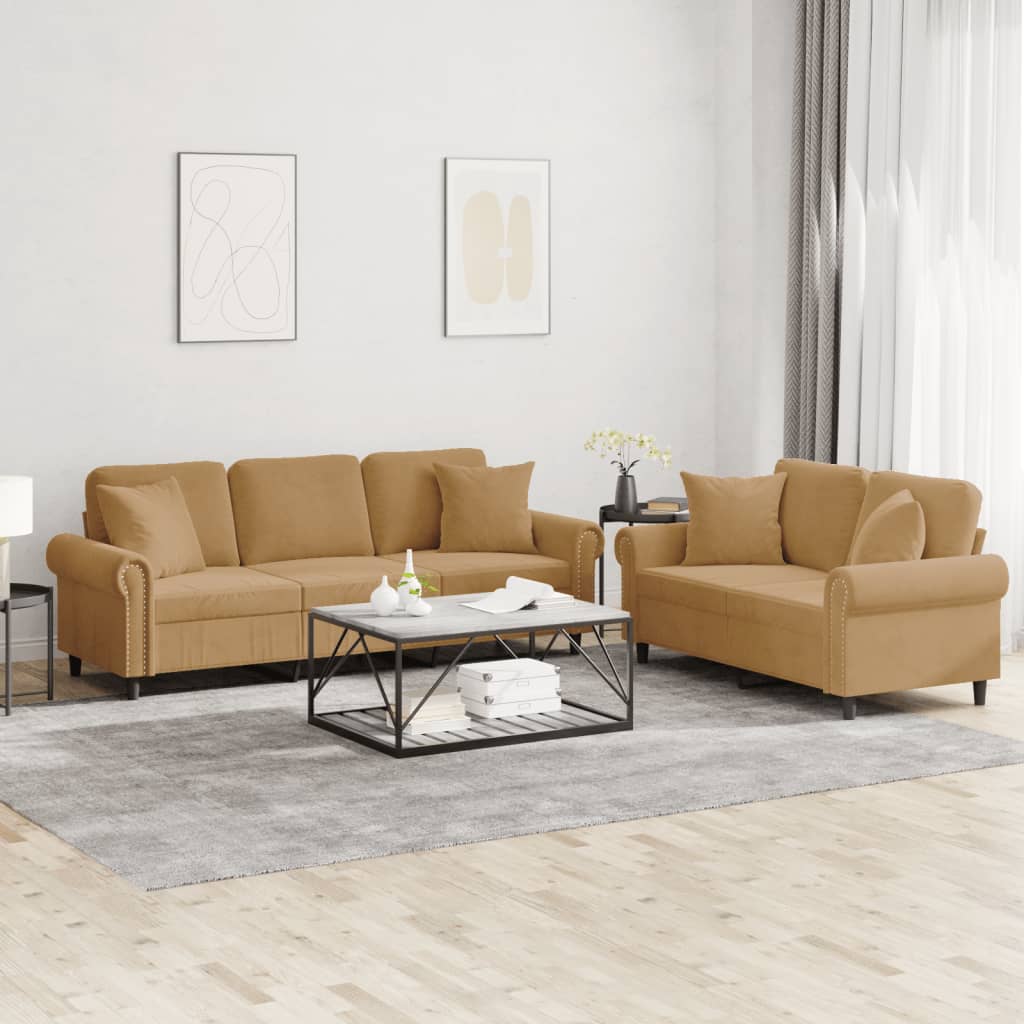 Set De Canapele Cu Perne, 2 Piese, , Catifea