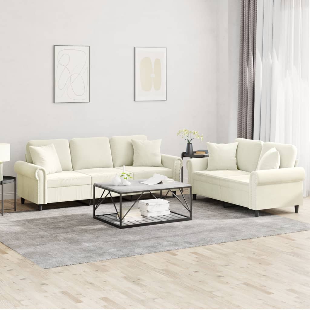 Set De Canapele Cu Perne, 2 Piese, , Catifea