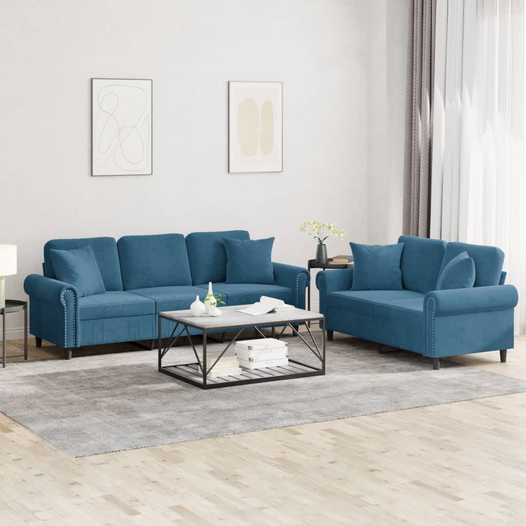 Set De Canapele Cu Perne, 2 Piese, , Catifea