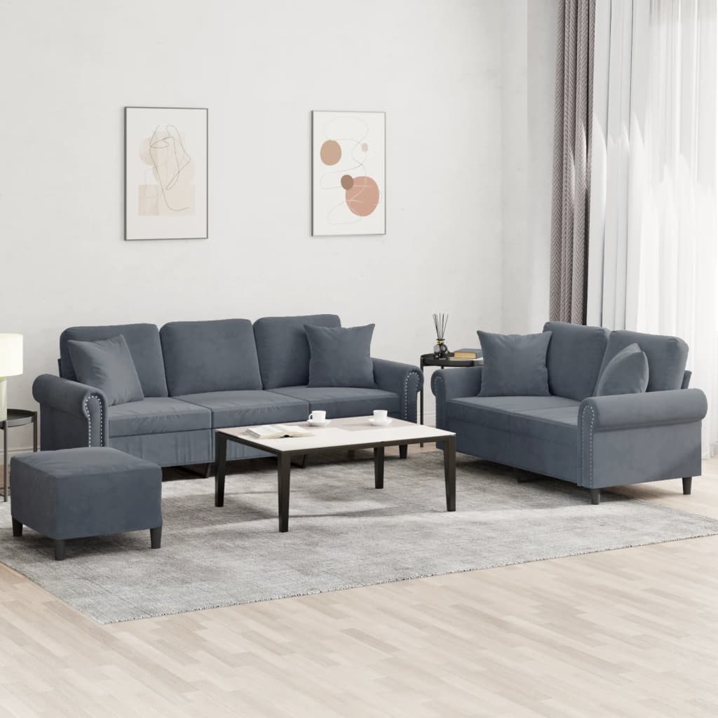 Set De Canapele Cu Perne, 2 Piese, , Catifea