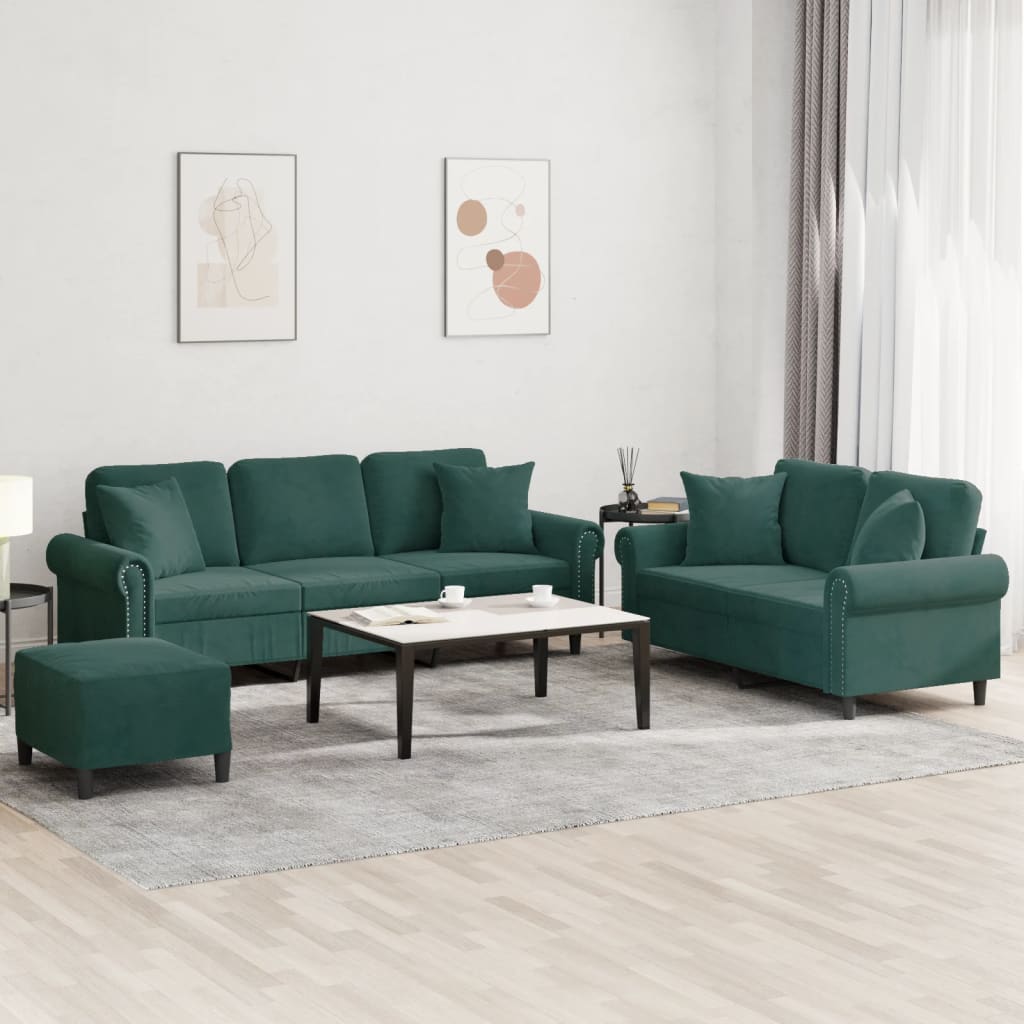Set De Canapele Cu Perne, 2 Piese, , Catifea