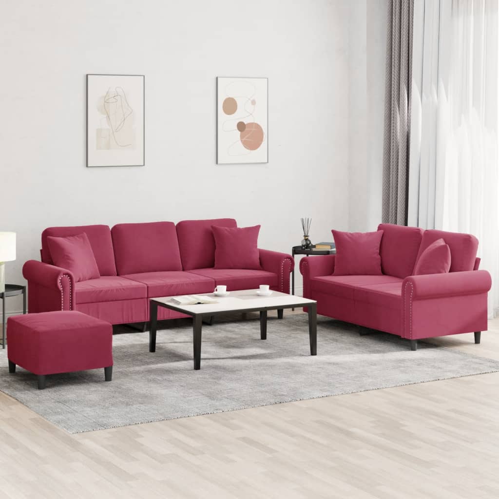Set De Canapele Cu Perne, 2 Piese, , Catifea