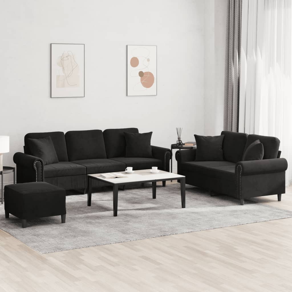 Set De Canapele Cu Perne, 2 Piese, , Catifea