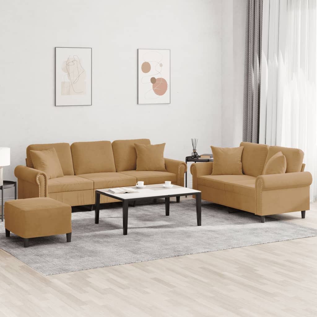 Set De Canapele Cu Perne, 2 Piese, , Catifea