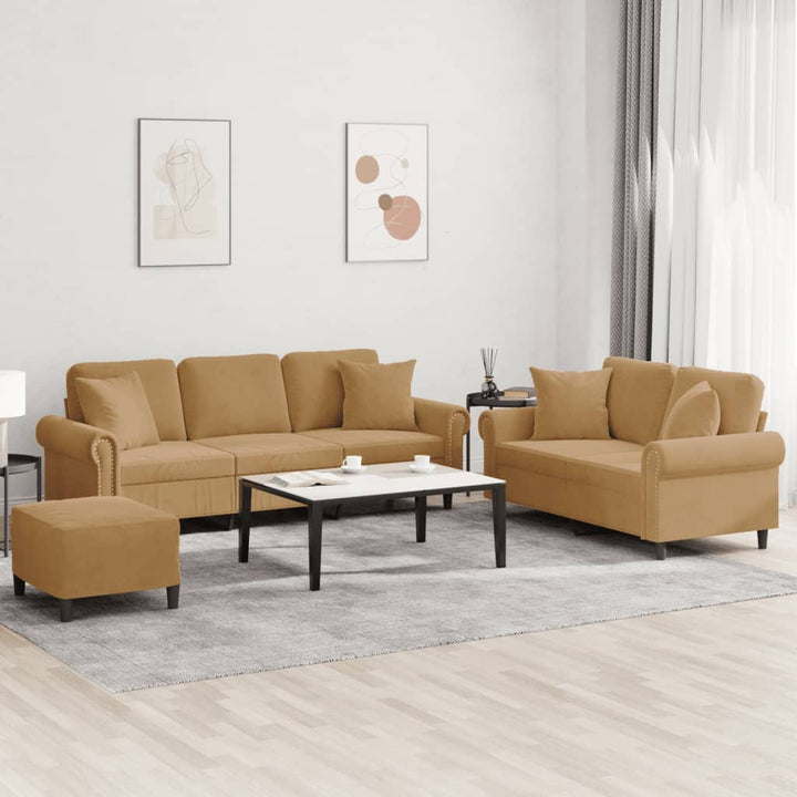 Set De Canapele Cu Perne, 2 Piese, , Catifea