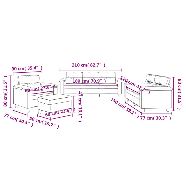 Set De Canapele Cu Perne, 4 Piese, , Microfibră
