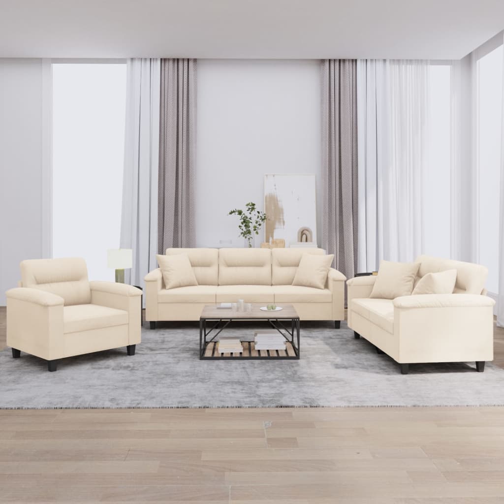 Set De Canapele Cu Perne, 4 Piese, , Microfibră