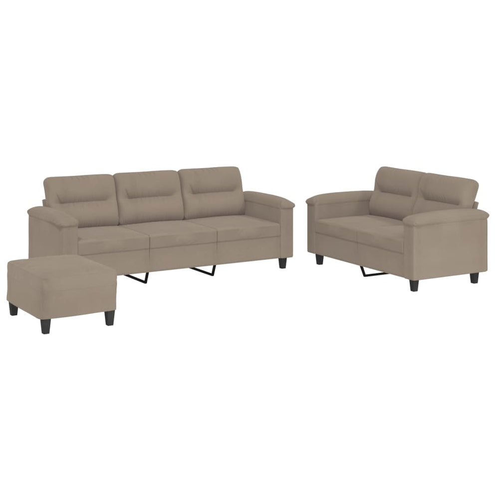 Set De Canapele Cu Perne, 3 Piese, , Microfibră
