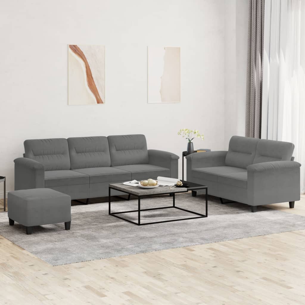 Set De Canapele Cu Perne, 3 Piese, , Microfibră