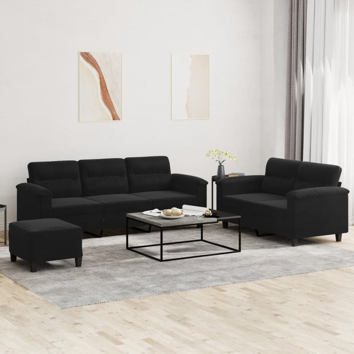 Set De Canapele Cu Perne, 3 Piese, , Microfibră