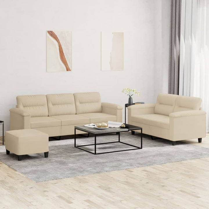 Set De Canapele Cu Perne, 3 Piese, , Microfibră