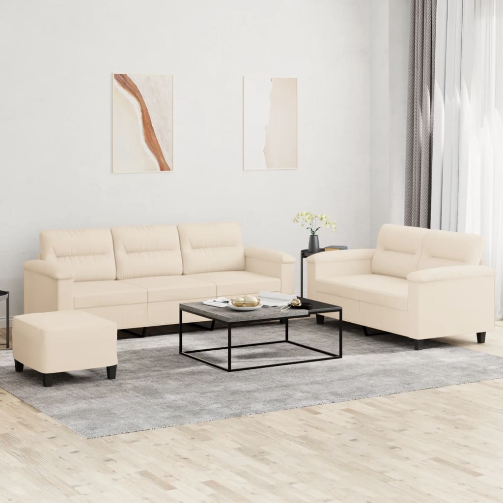 Set De Canapele Cu Perne, 3 Piese, , Microfibră