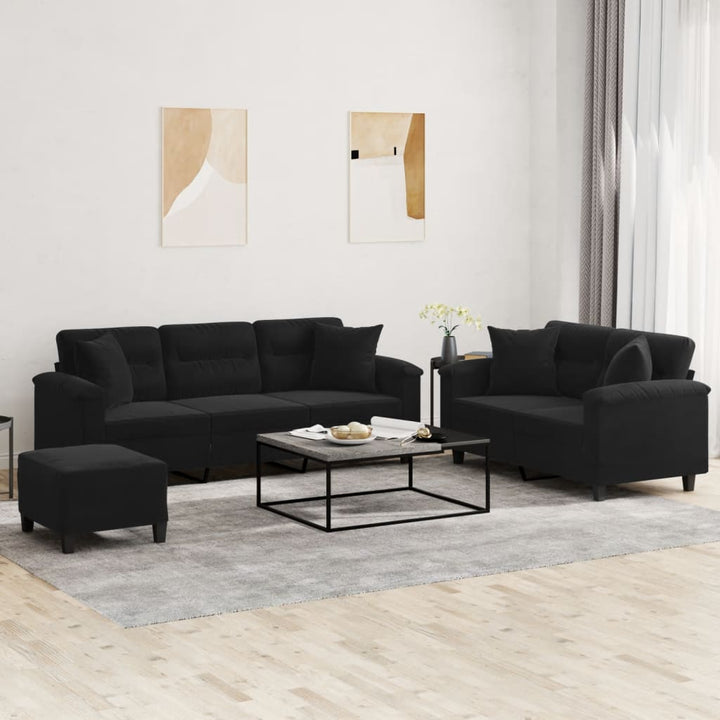 Set De Canapele Cu Perne, 3 Piese, , Microfibră