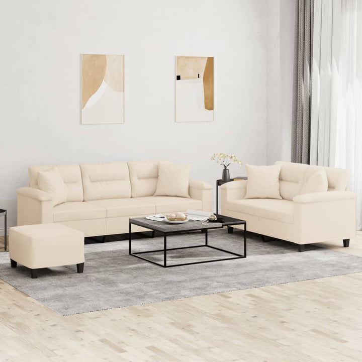 Set De Canapele Cu Perne, 3 Piese, , Microfibră