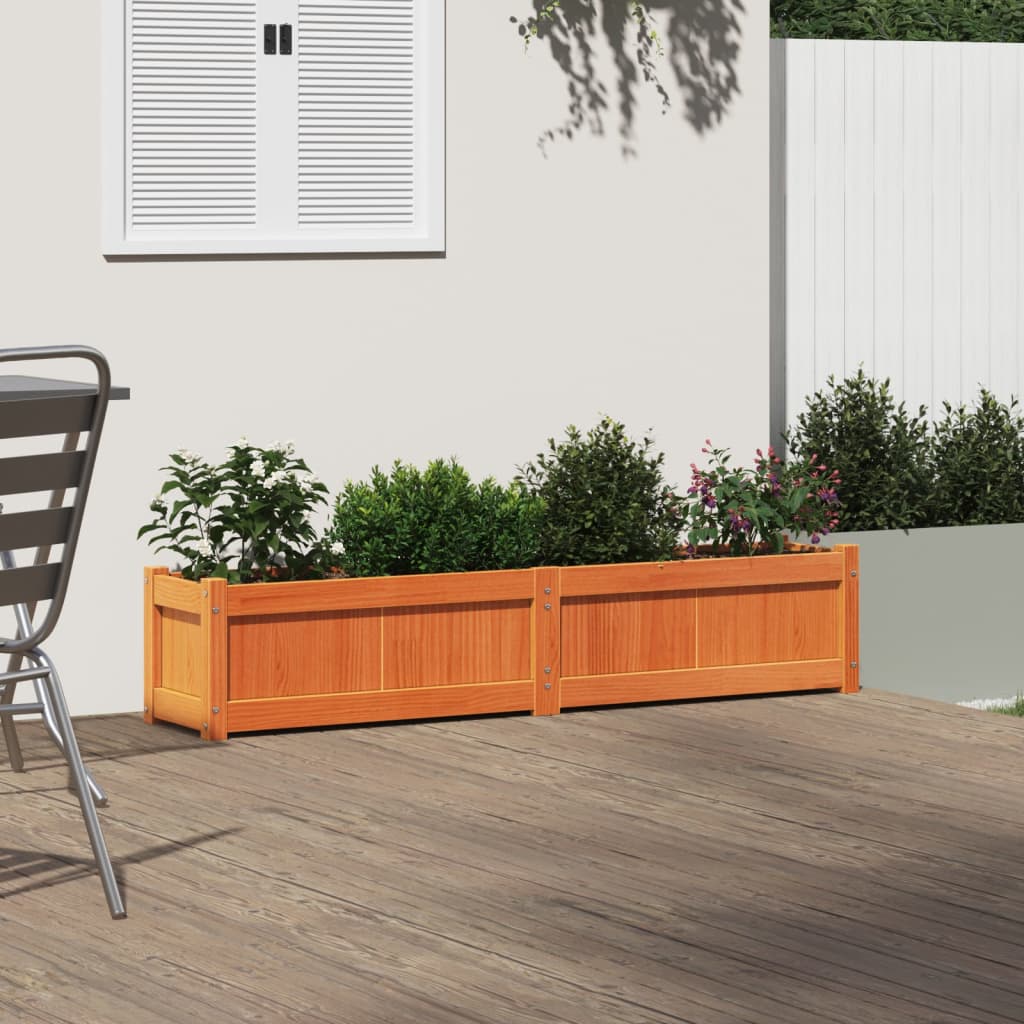 Jardinieră De Grădină, Maro Ceruit, 150X31X31 Cm Lemn Masiv Pin