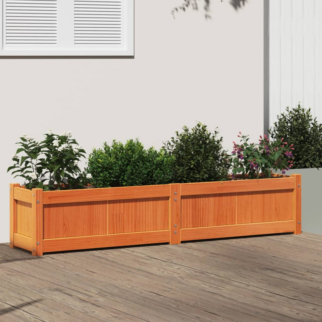 Jardinieră De Grădină, Maro Ceruit, 150X31X31 Cm Lemn Masiv Pin