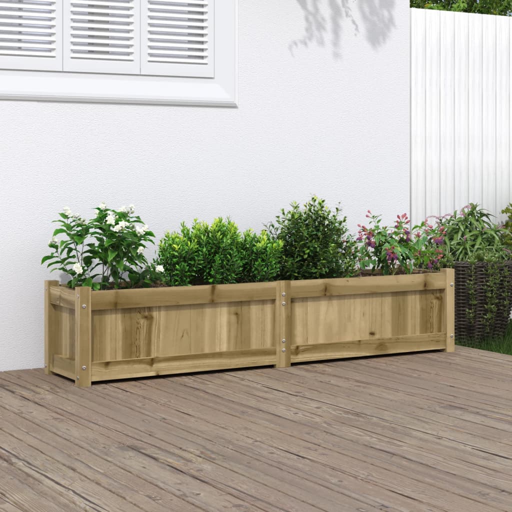 Jardinieră De Grădină, Maro Ceruit, 150X31X31 Cm Lemn Masiv Pin