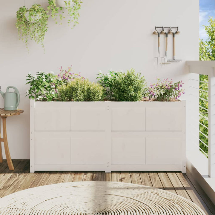 Jardinieră De Grădină, Alb, 150X50X70 Cm, Lemn Masiv De Pin