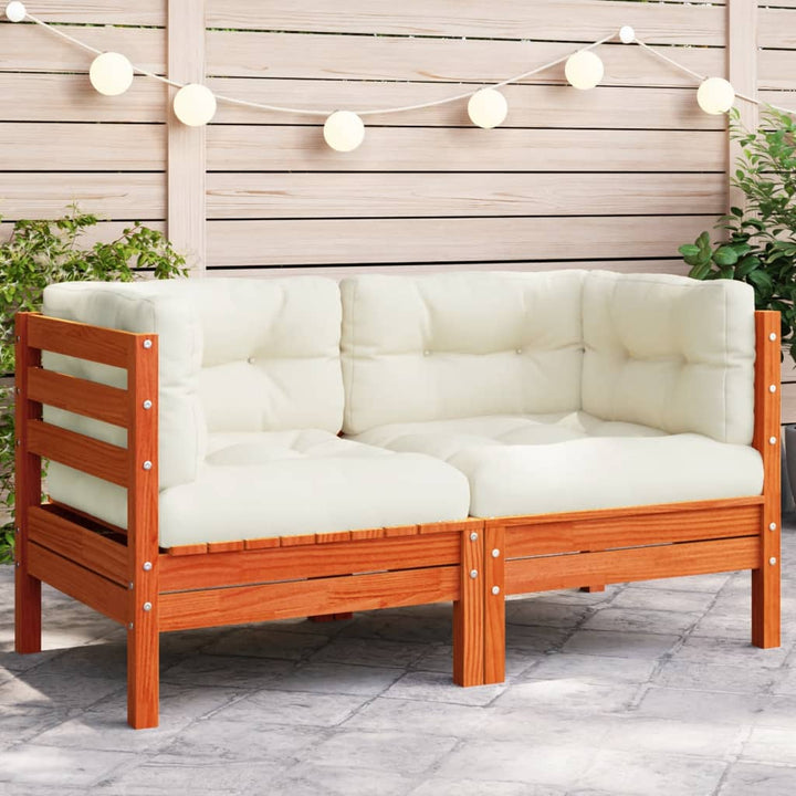 Set Mobilier Grădină Cu Perne, 3 Piese, , Lemn Masiv Pin