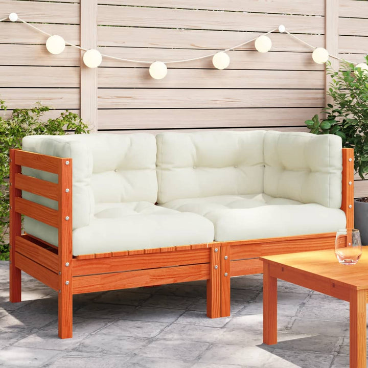 Set Mobilier Grădină Cu Perne, 3 Piese, , Lemn Masiv Pin