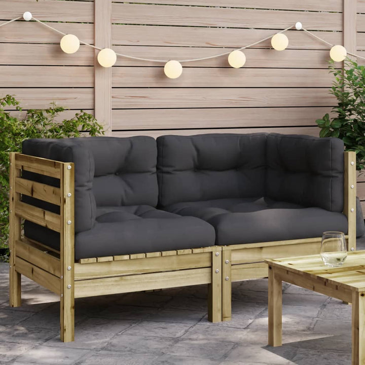 Set Mobilier Grădină Cu Perne, 3 Piese, , Lemn Masiv Pin