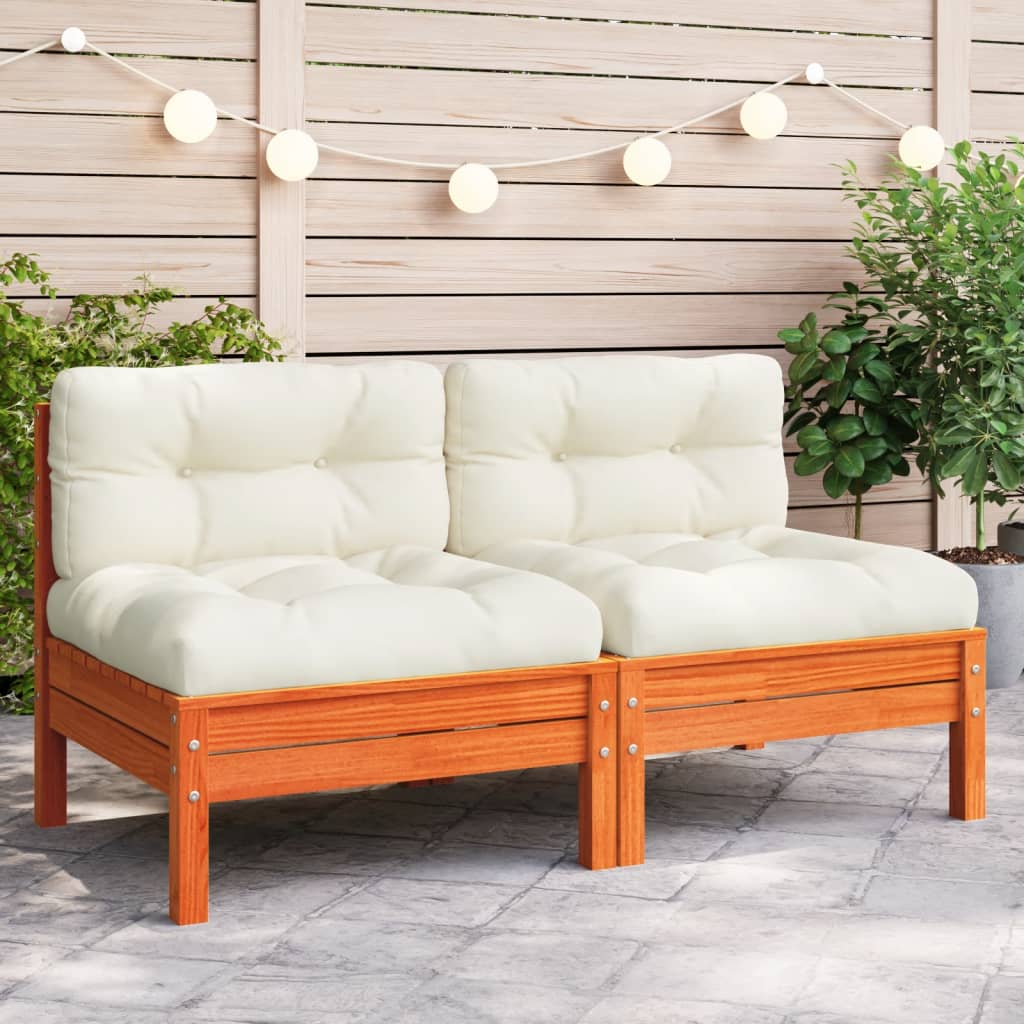 Set Mobilier Grădină Cu Perne, 3 Piese, , Lemn Masiv Pin