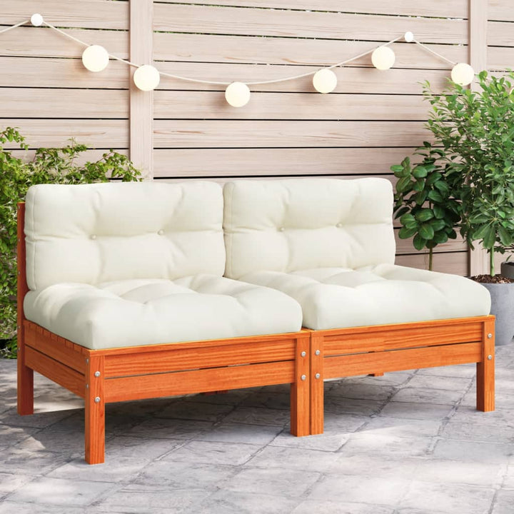 Set Mobilier Grădină Cu Perne, 3 Piese, , Lemn Masiv Pin