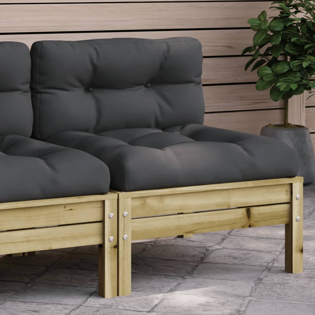 Set Mobilier Grădină Cu Perne, 3 Piese, , Lemn Masiv Pin