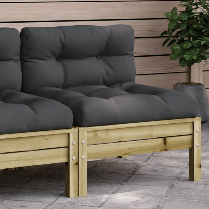 Set Mobilier Grădină Cu Perne, 3 Piese, , Lemn Masiv Pin