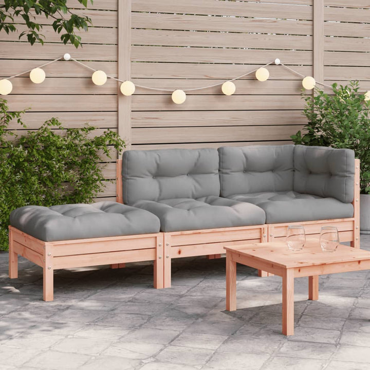 Set Mobilier Grădină Cu Perne, 3 Piese, , Lemn Masiv Pin