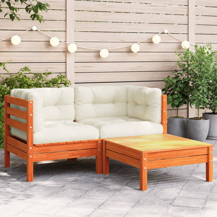 Set Mobilier Grădină Cu Perne, 3 Piese, , Lemn Masiv Pin