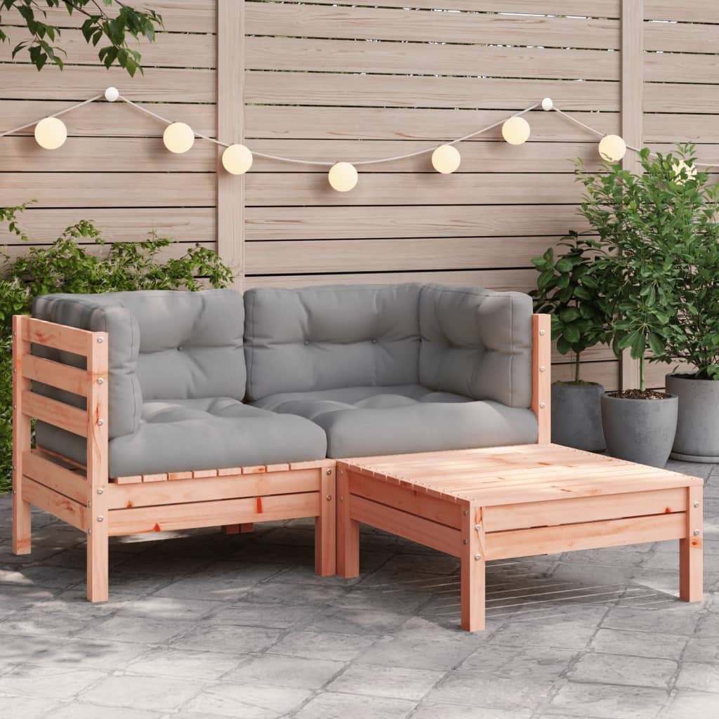 Set Mobilier Grădină Cu Perne, 3 Piese, , Lemn Masiv Pin