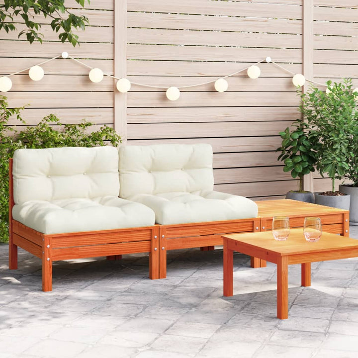 Set Mobilier Grădină Cu Perne, 3 Piese, , Lemn Masiv Pin