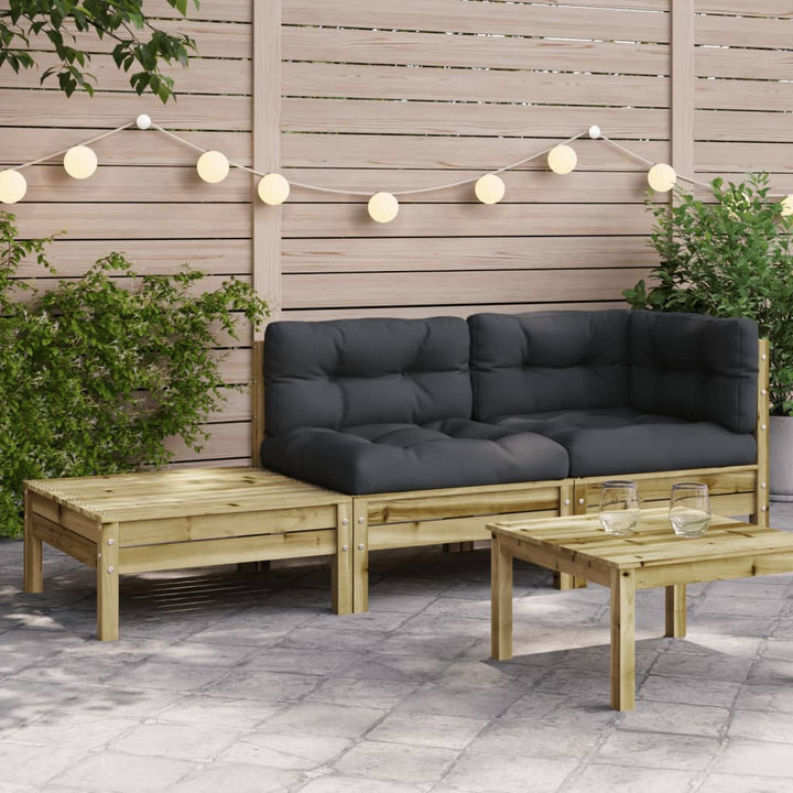 Set Mobilier Grădină Cu Perne, 3 Piese, , Lemn Masiv Pin