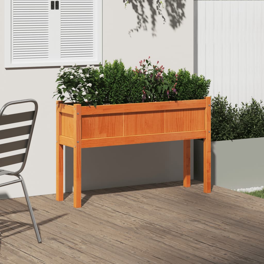 Jardinieră Grădină Cu Picioare Maro Ceruit 110X31X70Cm Lemn Pin